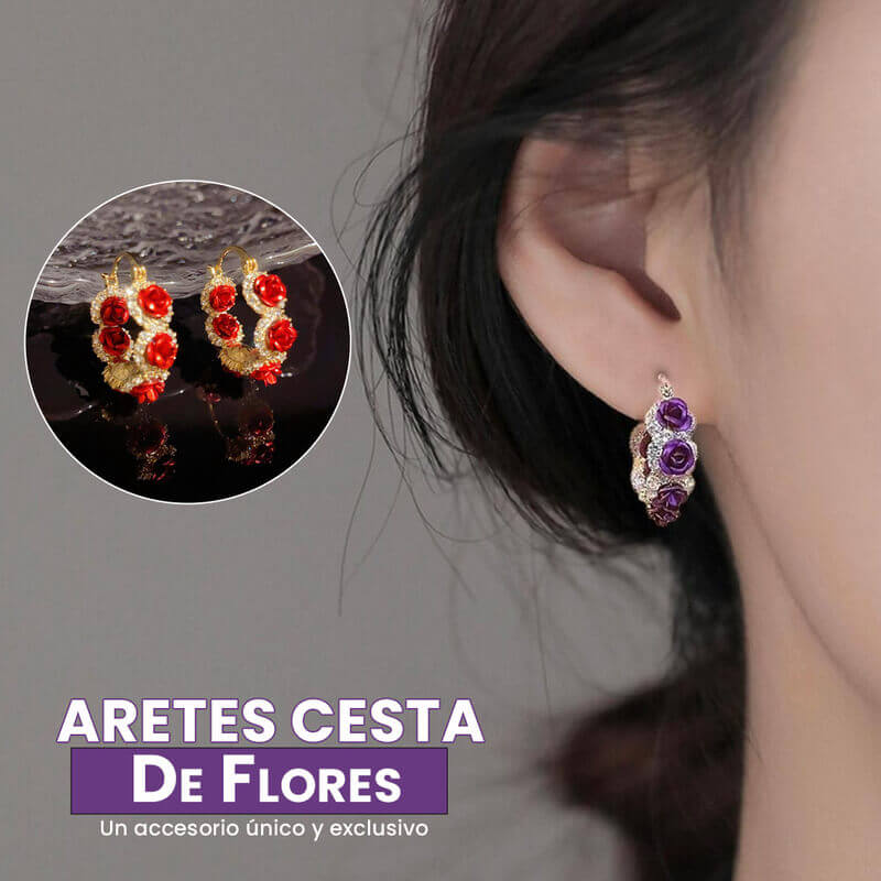 🌹💫ARETES CESTA FLORAL🥰🪻