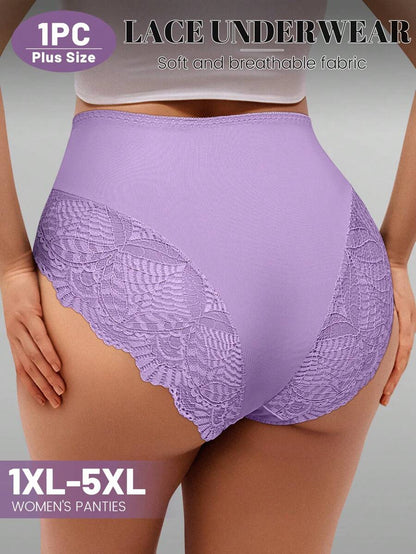 💯🔝SET DE 4 Cacheteros De Encaje Sin Costuras ⭐⭐⭐⭐⭐ De Cintura De Corte Alto Para Mujer💃