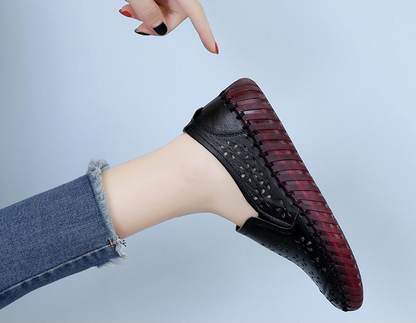 🤩Zapatos Planos De Punta Redonda De Cuero Genuino🌟Para Damas Con Corrección De Juanetes🌸