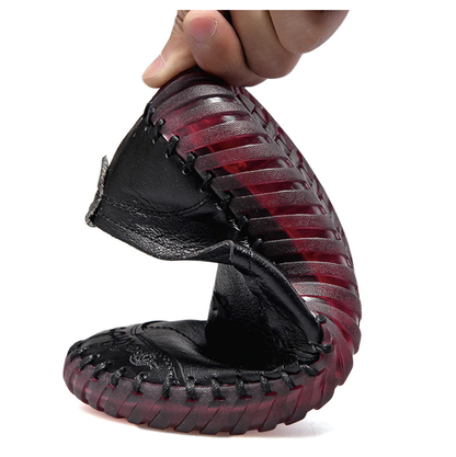 🤩Zapatos Planos De Punta Redonda De Cuero Genuino🌟Para Damas Con Corrección De Juanetes🌸
