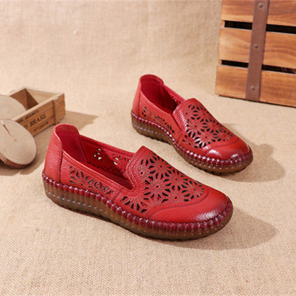 🤩Zapatos Planos De Punta Redonda De Cuero Genuino🌟Para Damas Con Corrección De Juanetes🌸