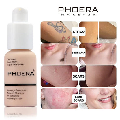 👉🤩BASE PHOERA MATTE ALTA COBERTURA PARA TODO TIPO DE PIEL💫🔥