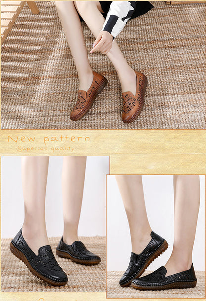 🤩Zapatos Planos De Punta Redonda De Cuero Genuino🌟Para Damas Con Corrección De Juanetes🌸