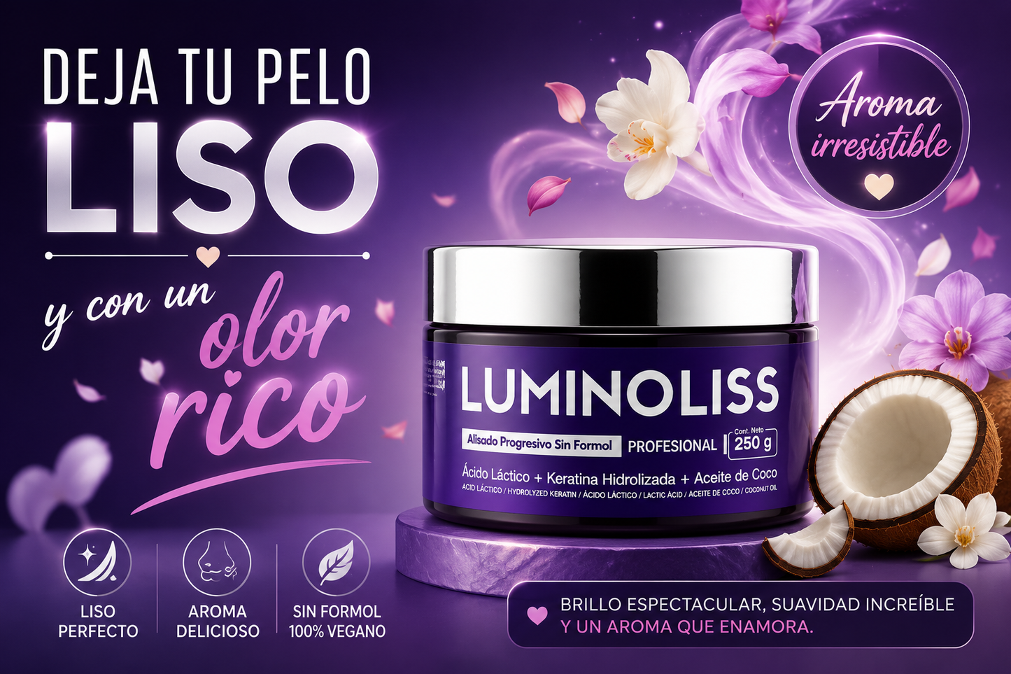 💜⚡ LUMINOLISS ALISADO PROGRESIVO EFECTO ESPEJO, 🤩YA NO NECESITARAS PEINARTE 🎀💯