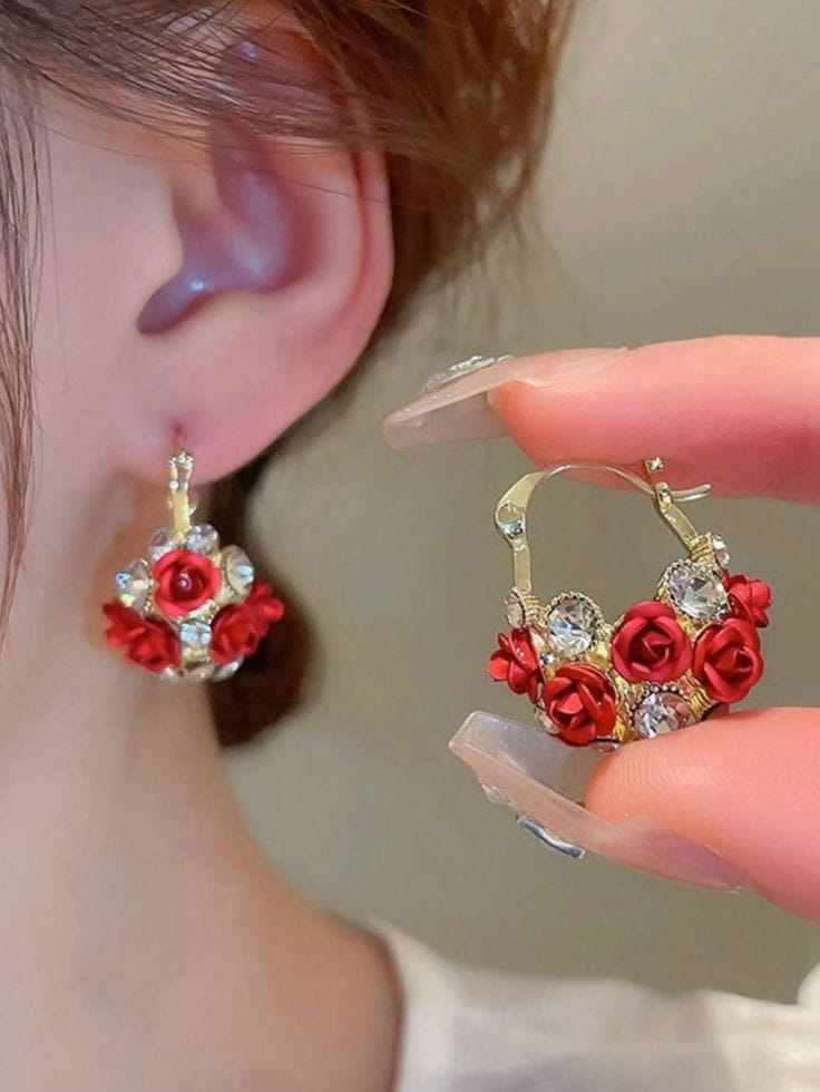 🌹💫ARETES CESTA FLORAL🥰🪻