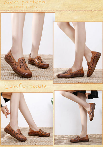 🤩Zapatos Planos De Punta Redonda De Cuero Genuino🌟Para Damas Con Corrección De Juanetes🌸