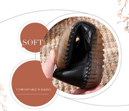 🤩Zapatos Planos De Punta Redonda De Cuero Genuino🌟Para Damas Con Corrección De Juanetes🌸