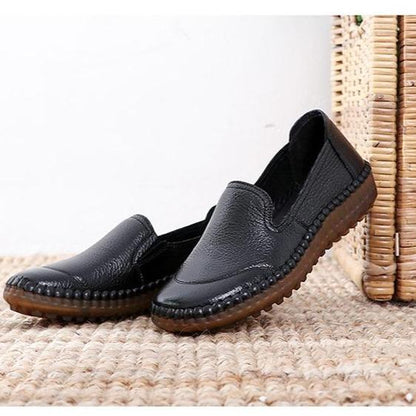 🤩Zapatos Planos De Punta Redonda De Cuero Genuino🌟Para Damas Con Corrección De Juanetes🌸