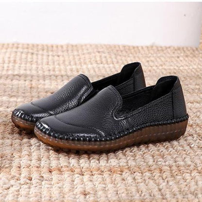 🤩Zapatos Planos De Punta Redonda De Cuero Genuino🌟Para Damas Con Corrección De Juanetes🌸