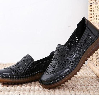 🤩Zapatos Planos De Punta Redonda De Cuero Genuino🌟Para Damas Con Corrección De Juanetes🌸