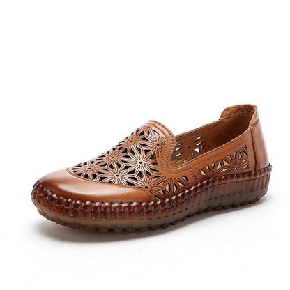 🤩Zapatos Planos De Punta Redonda De Cuero Genuino🌟Para Damas Con Corrección De Juanetes🌸