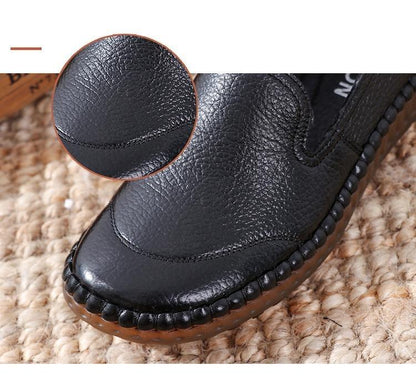 🤩Zapatos Planos De Punta Redonda De Cuero Genuino🌟Para Damas Con Corrección De Juanetes🌸