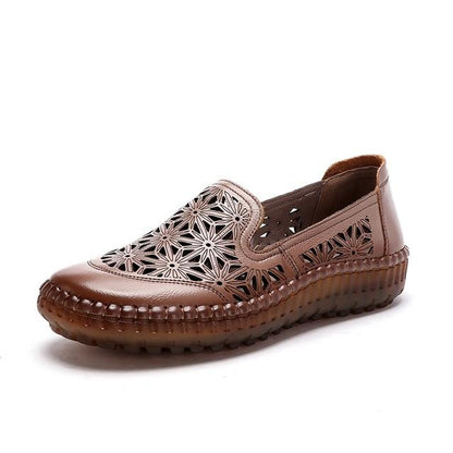 🤩Zapatos Planos De Punta Redonda De Cuero Genuino🌟Para Damas Con Corrección De Juanetes🌸