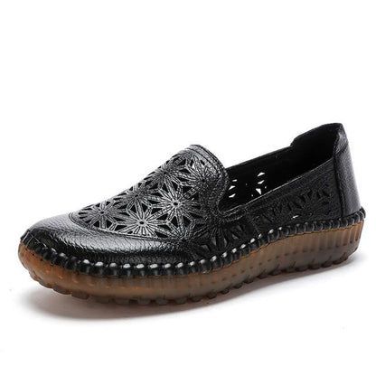 🤩Zapatos Planos De Punta Redonda De Cuero Genuino🌟Para Damas Con Corrección De Juanetes🌸